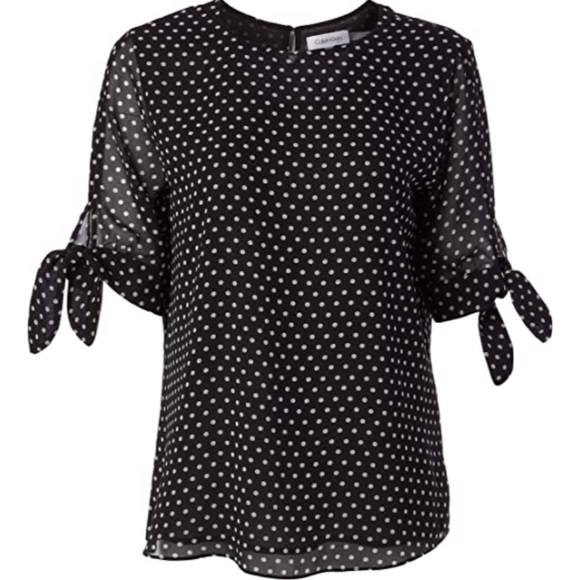 Calvin Klein Tops - SOLDCalvin Klein Polka Dot Half Sleeve Crew Blouse